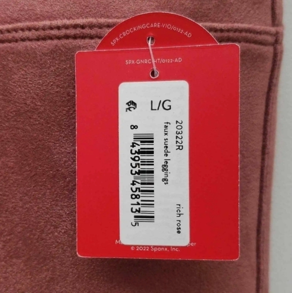 SPANX Faux Suede Leggings Women's Size Large Color Rich Rose - Picture 8 of 11